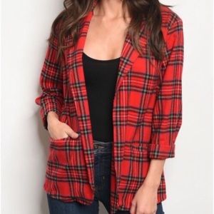 NWOT Lightweight Red Plaid Blazer